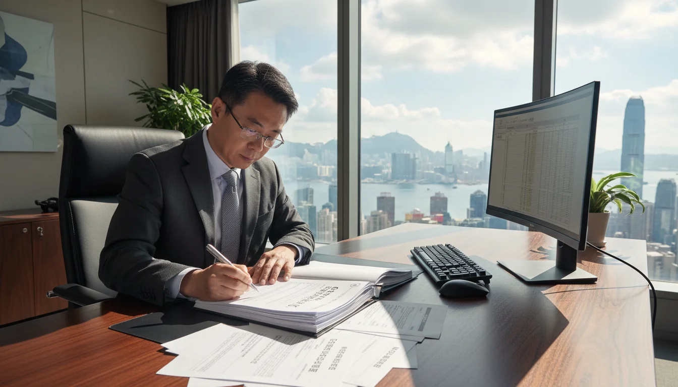 Professional signing HR exit documents