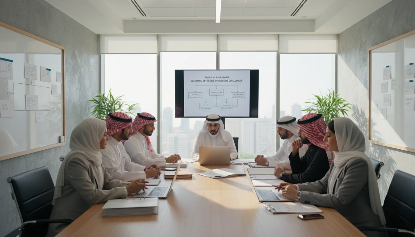 Team discussing standard operating procedure