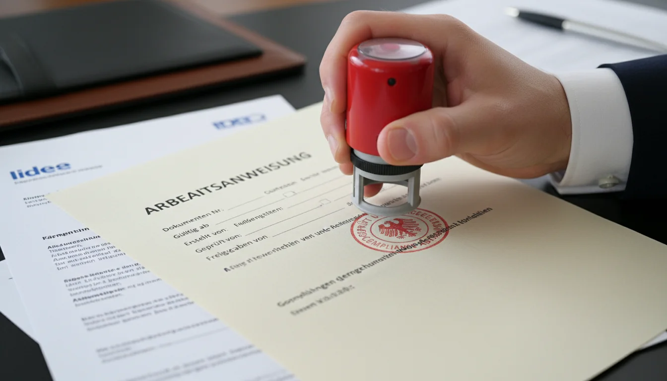 Compliance stamp on business paperwork