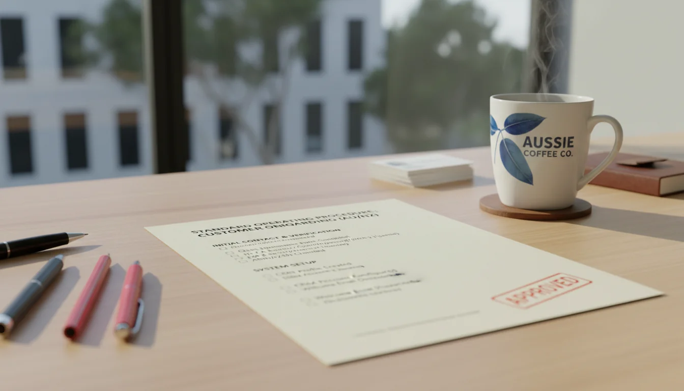 SOP document on office desk