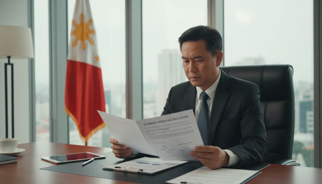 Professional reviewing SOP document