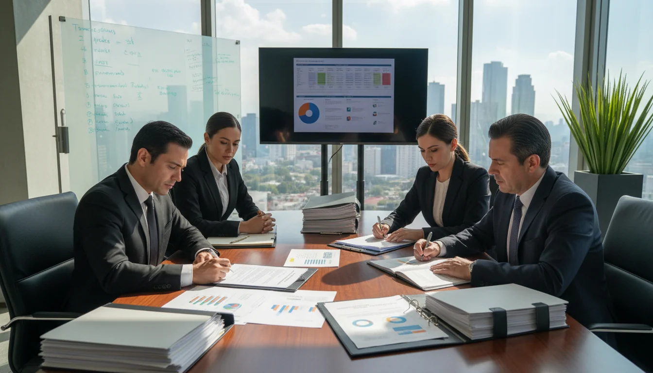 Signing corporate SOP agreement in boardroom