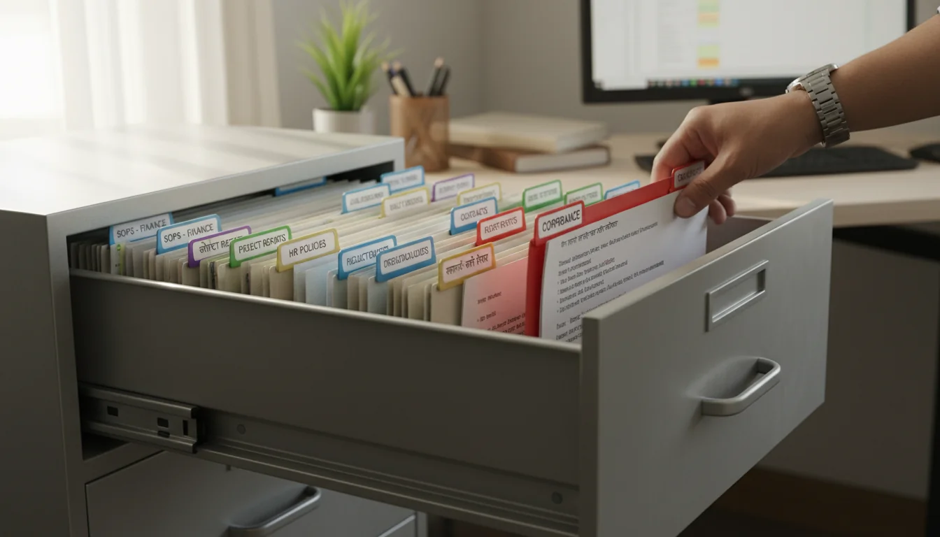 Organized filing cabinet of Indian corporate procedures