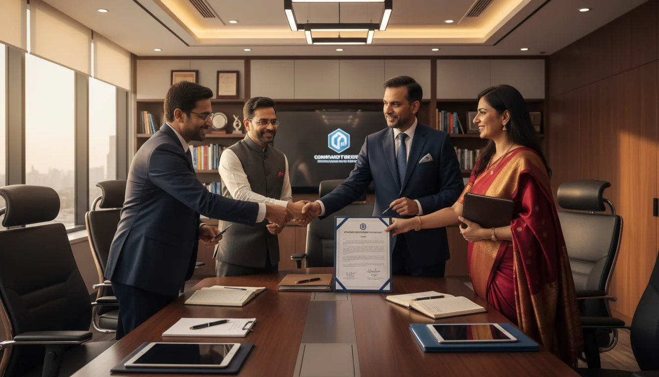 Signing standard operating procedure agreement in office