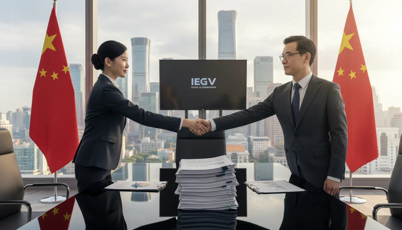 Signing formal corporate agreement in China