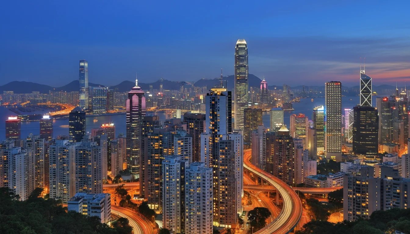 Hong Kong skyline with corporate buildings