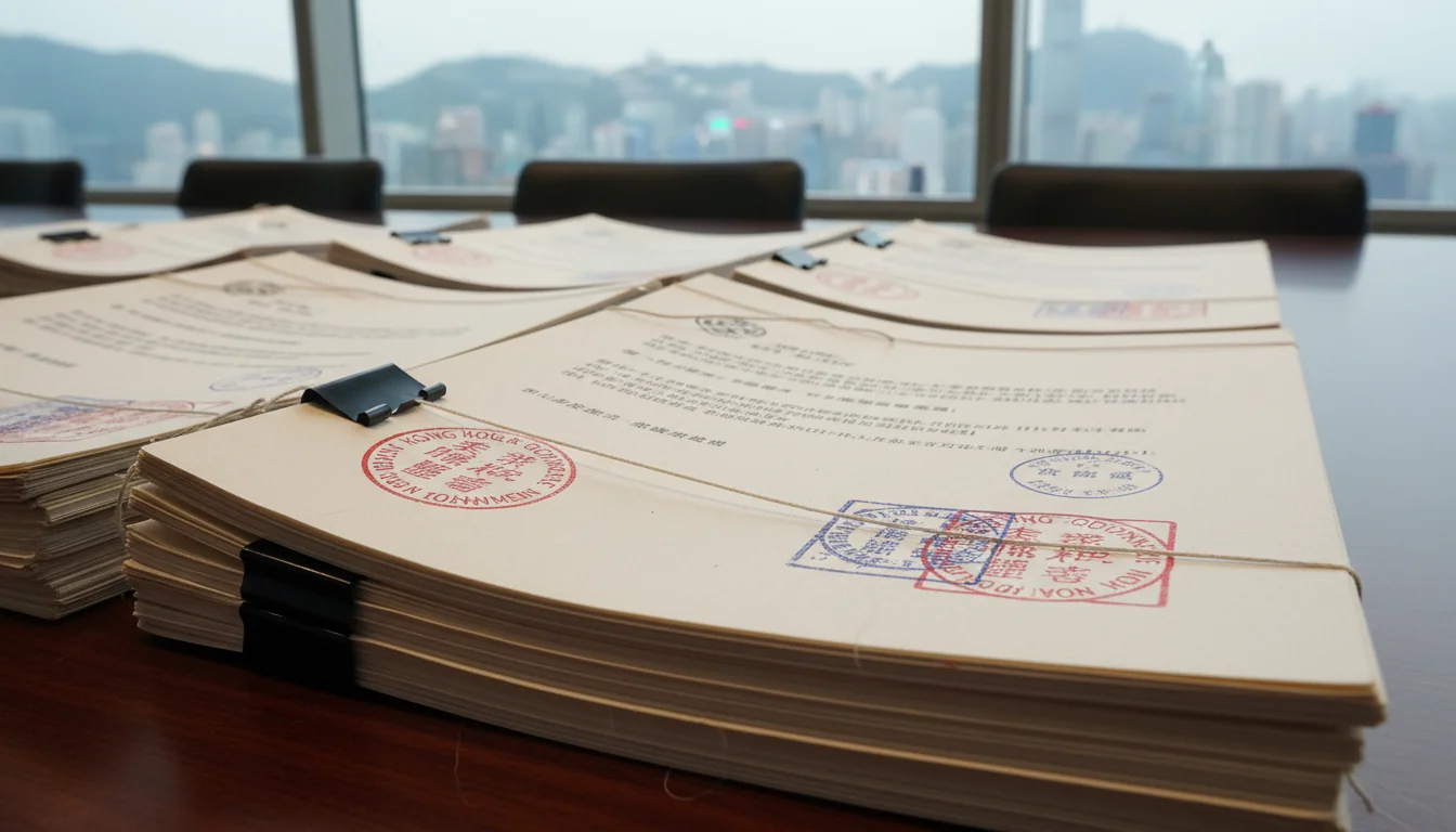 Stack of official Hong Kong documents