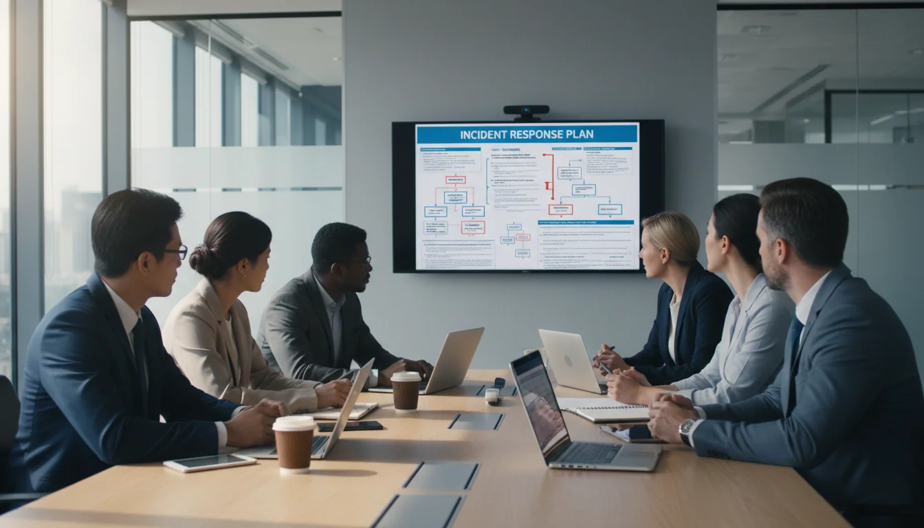 Team reviewing incident response plan