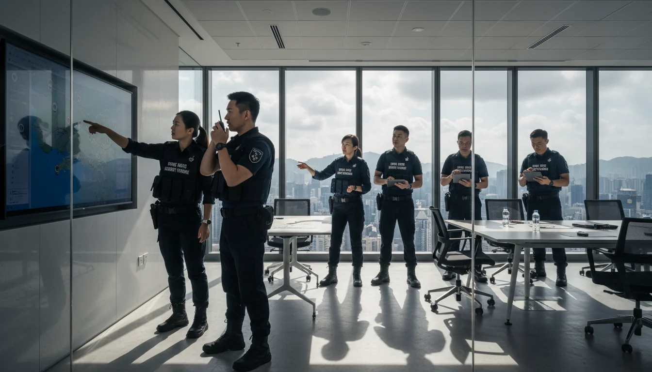 Simulating Hong Kong crisis response drill.