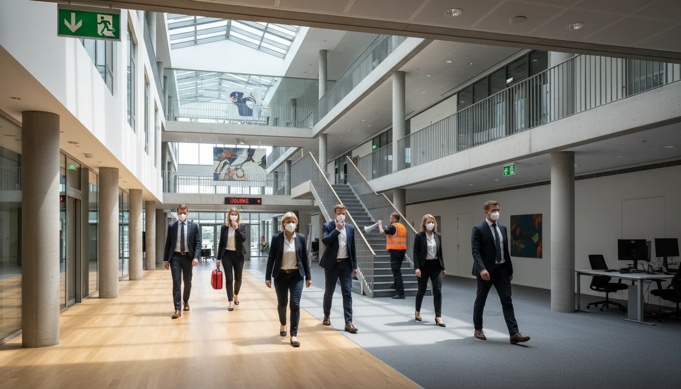 Evacuation drill simulation.