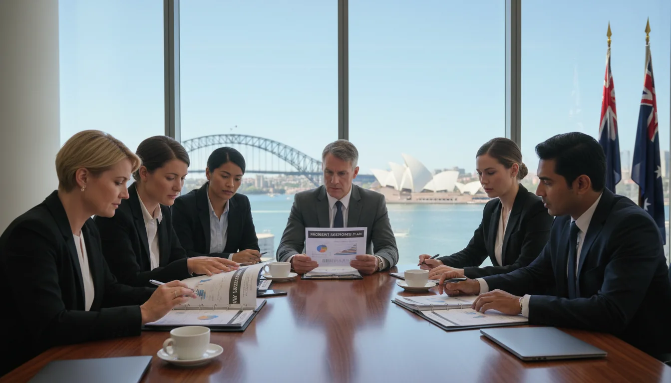 Team reviewing incident response plan