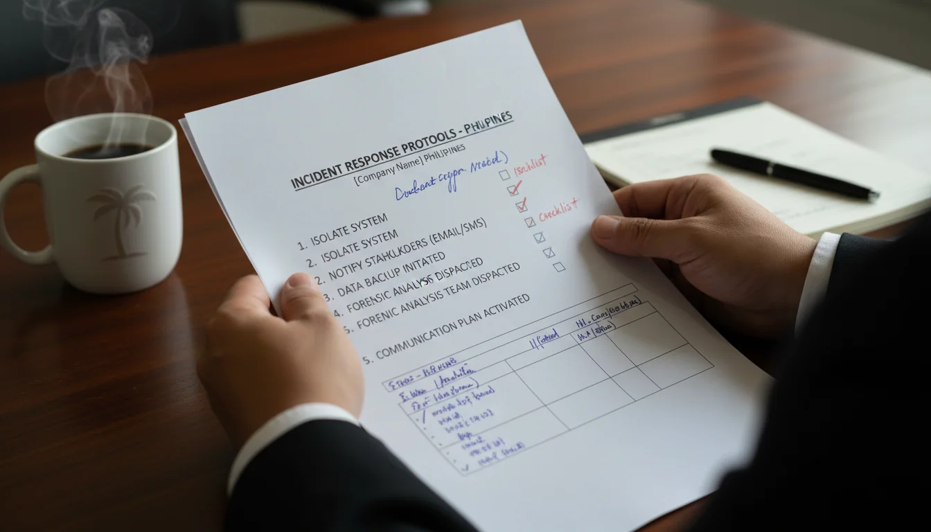 Checklist for incident response steps