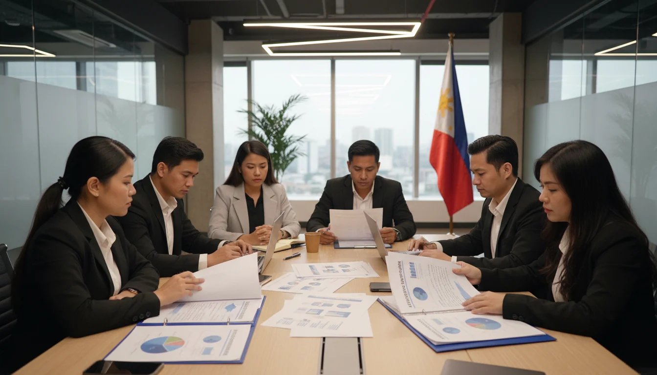 Corporate team reviewing incident plan