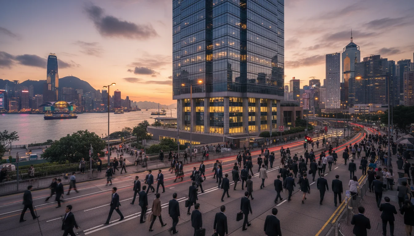 Hong Kong skyline with corporate building