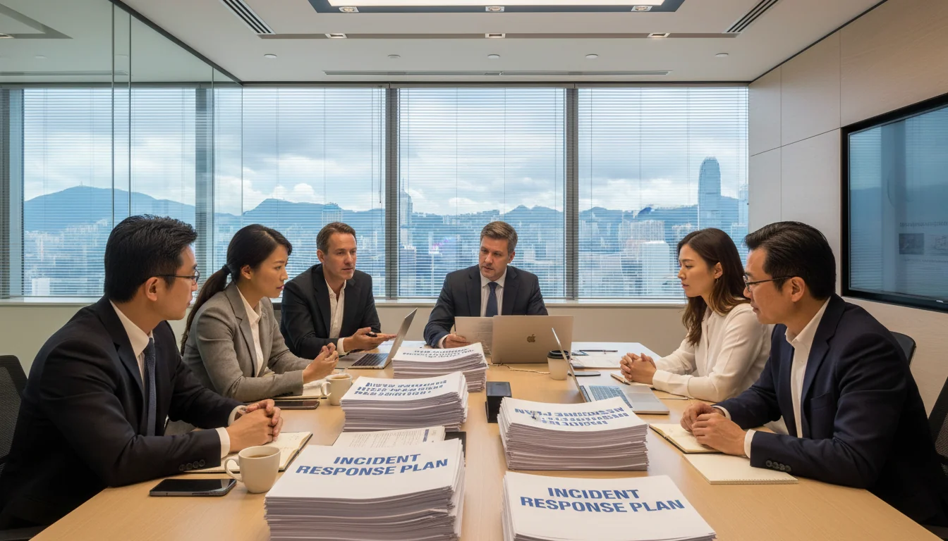 Team reviewing incident response plan