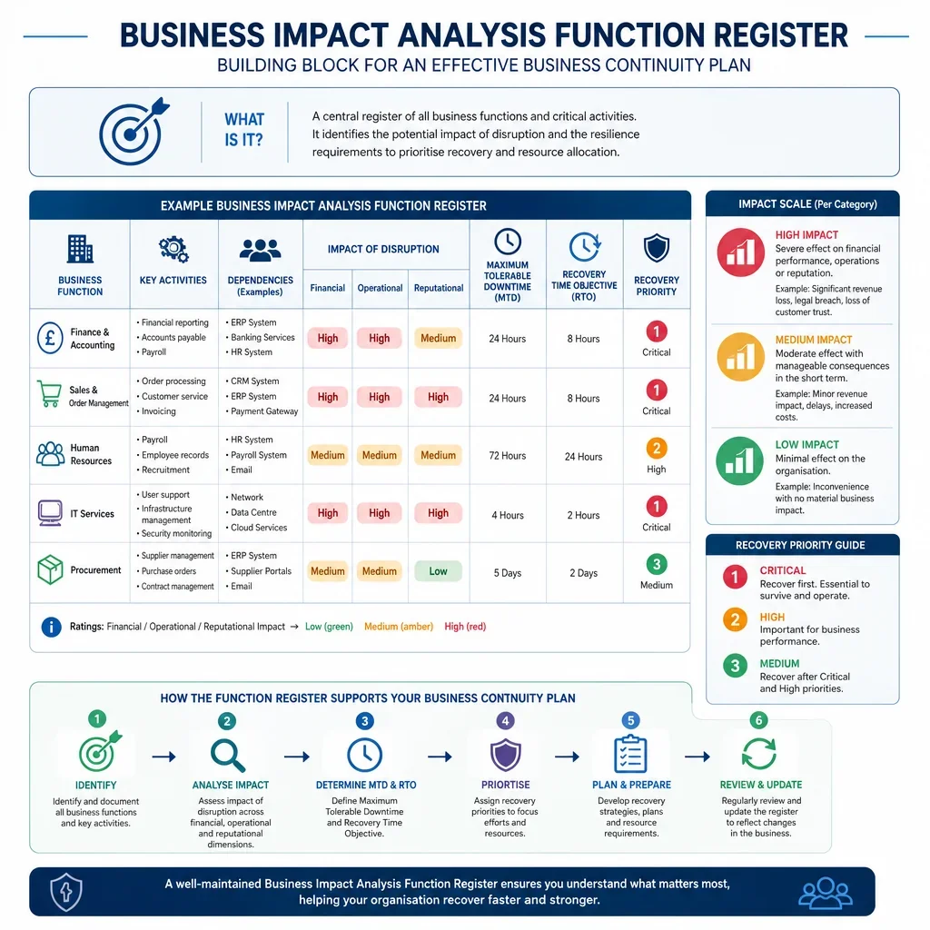 Business Impact Analysis Function Register
