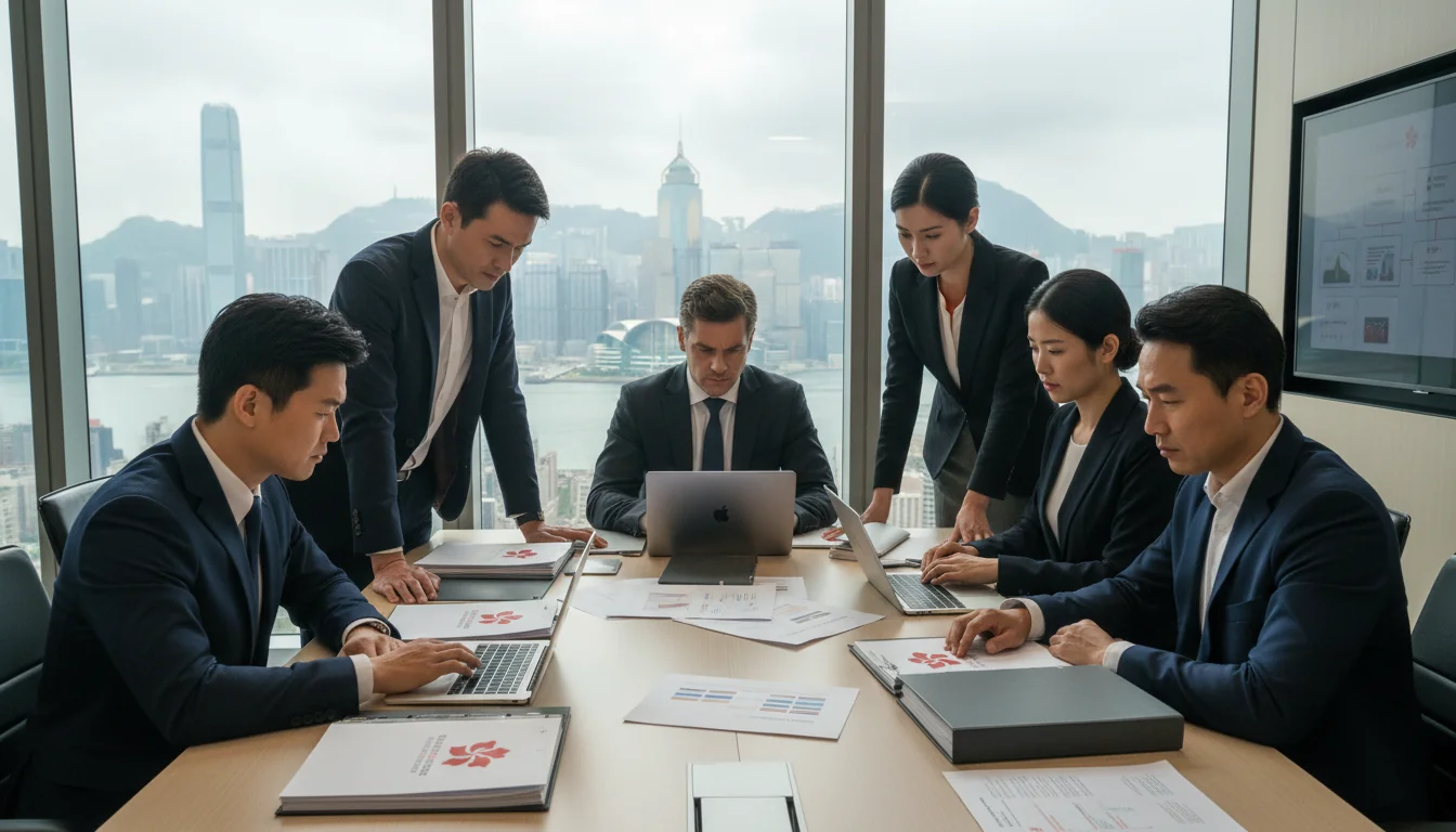 Professionals reviewing compliance documents.