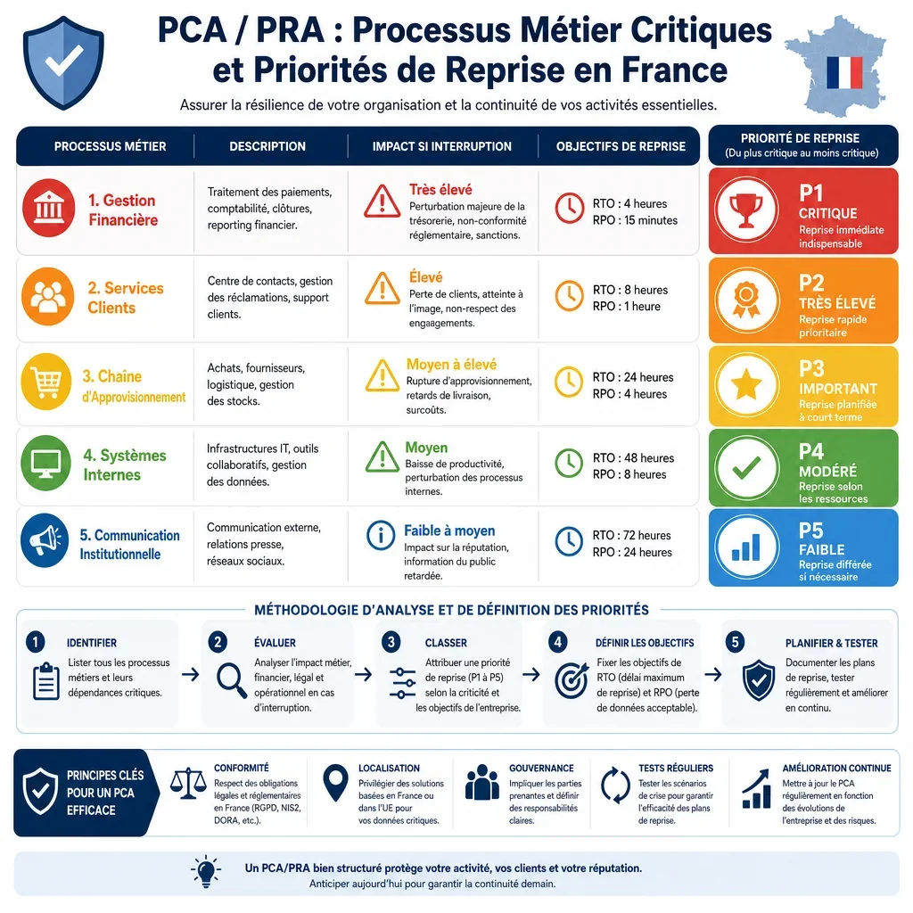 Processus métier critiques et priorités de reprise