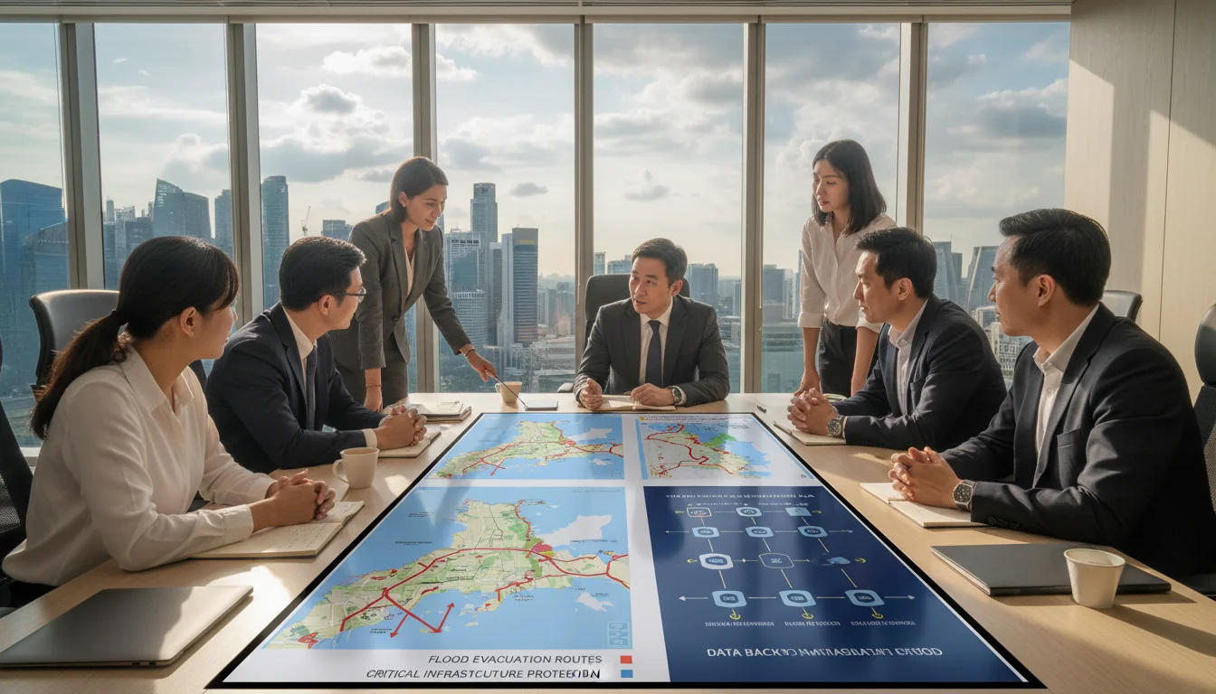 Business team planning disaster recovery.