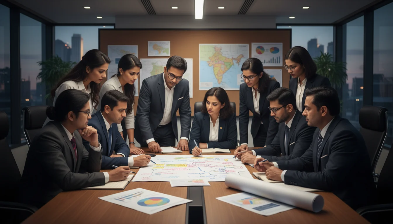 Business team preparing disaster plan