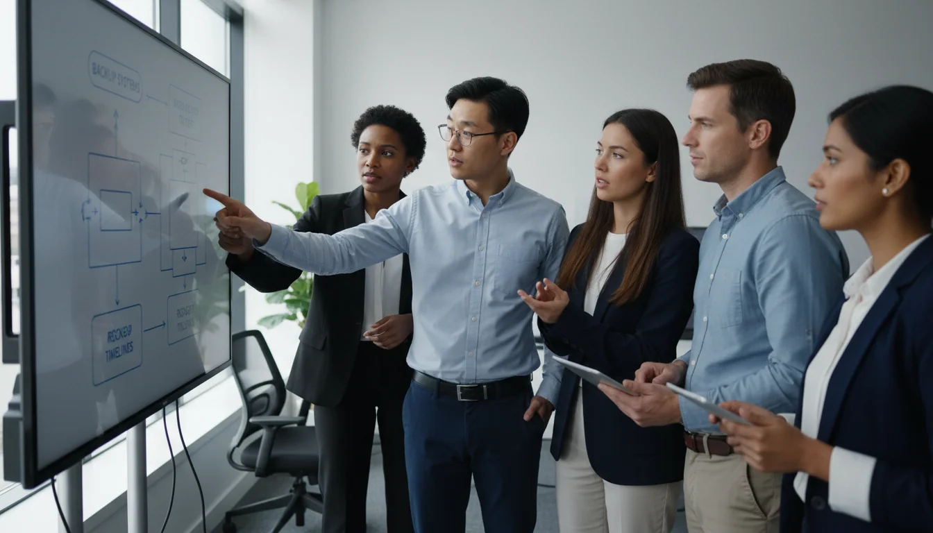 Team simulating disaster recovery exercise