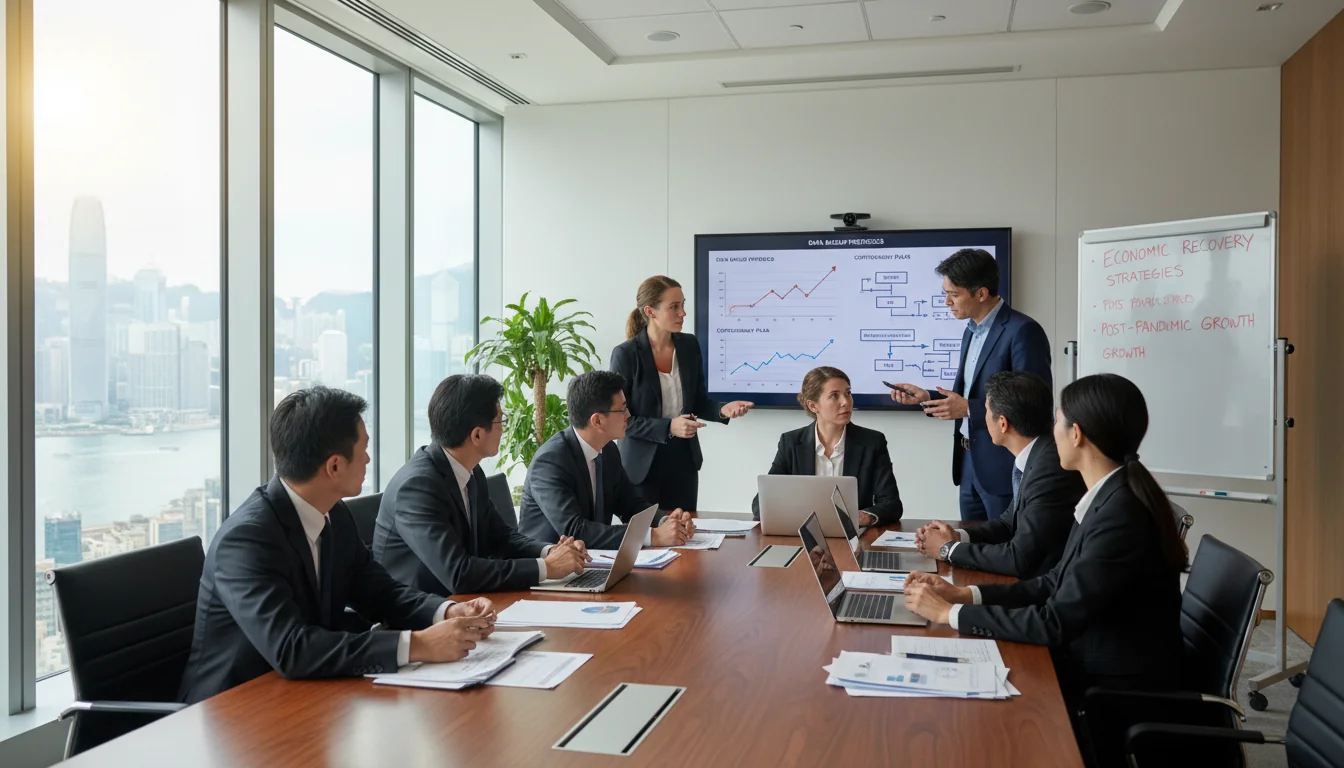 Team discussing disaster recovery plans.