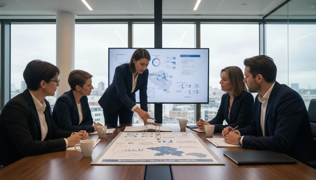 Business team reviewing continuity plan