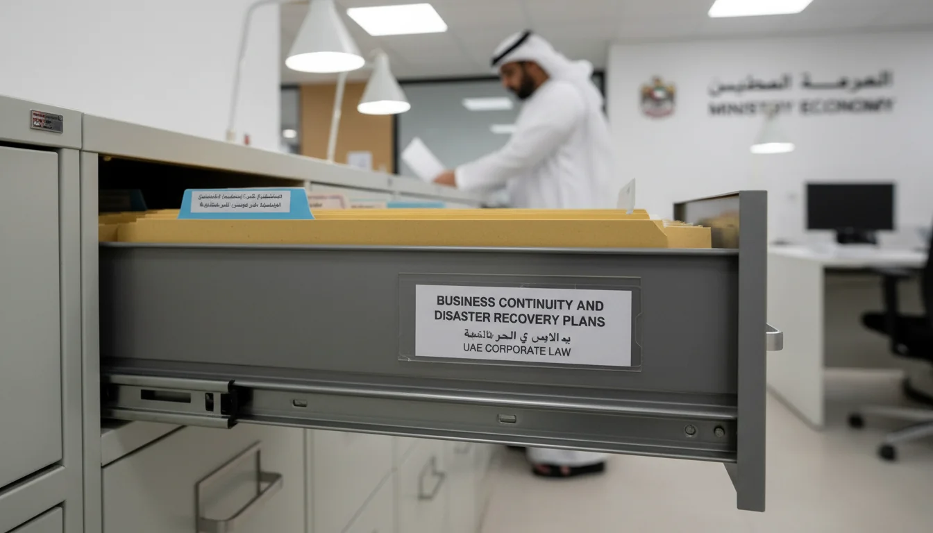 UAE corporate filing cabinet with documents