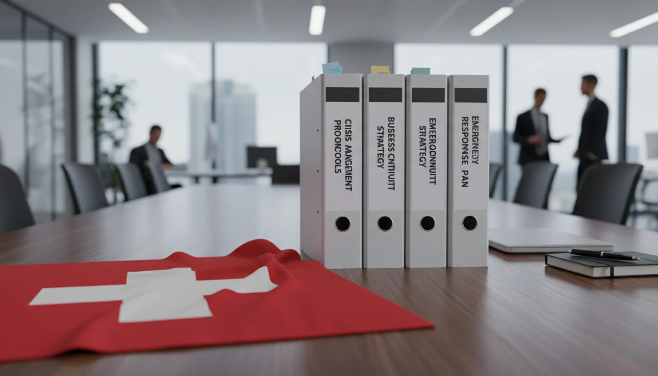 Swiss flag with business binders