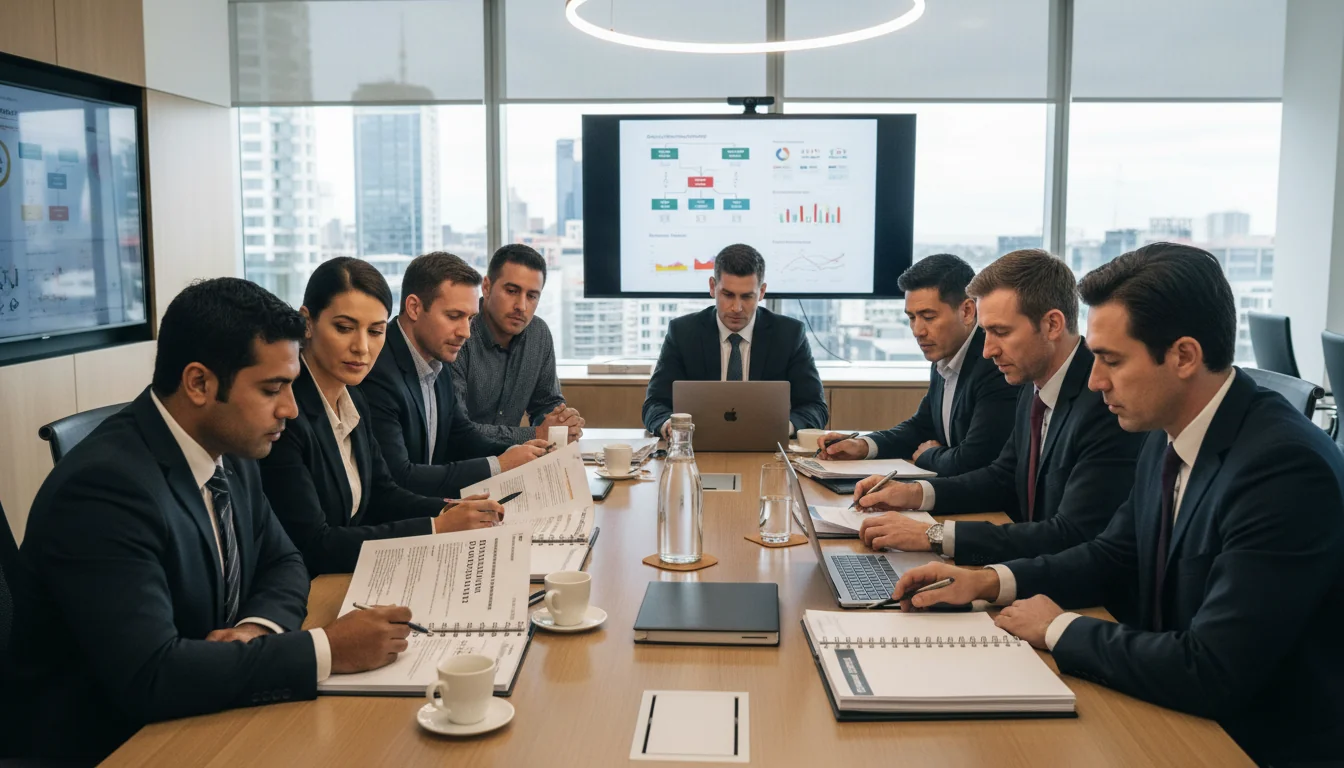 Professionals reviewing disaster recovery plans