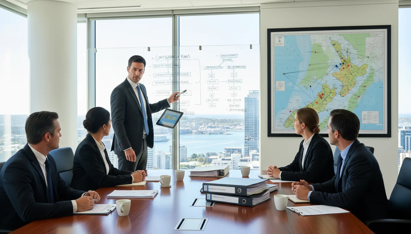 Team simulating business continuity exercise