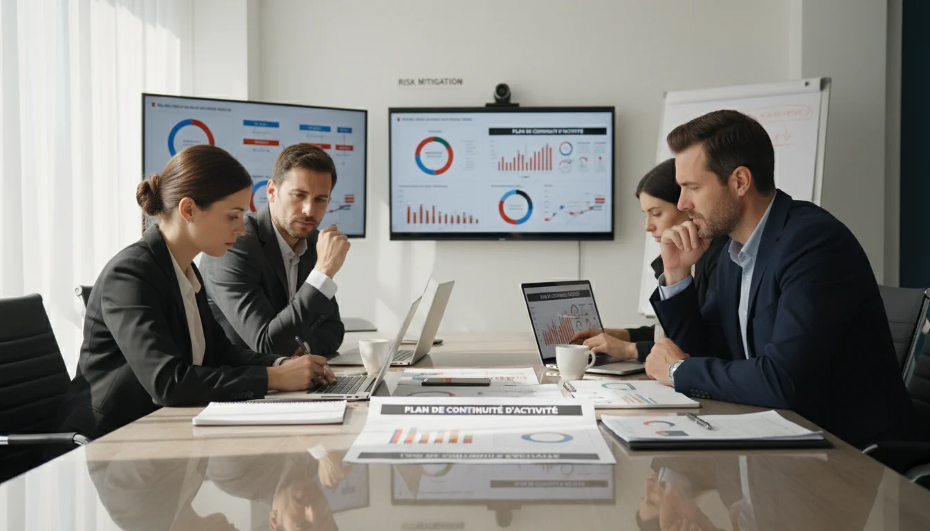 Professionals reviewing business continuity plan