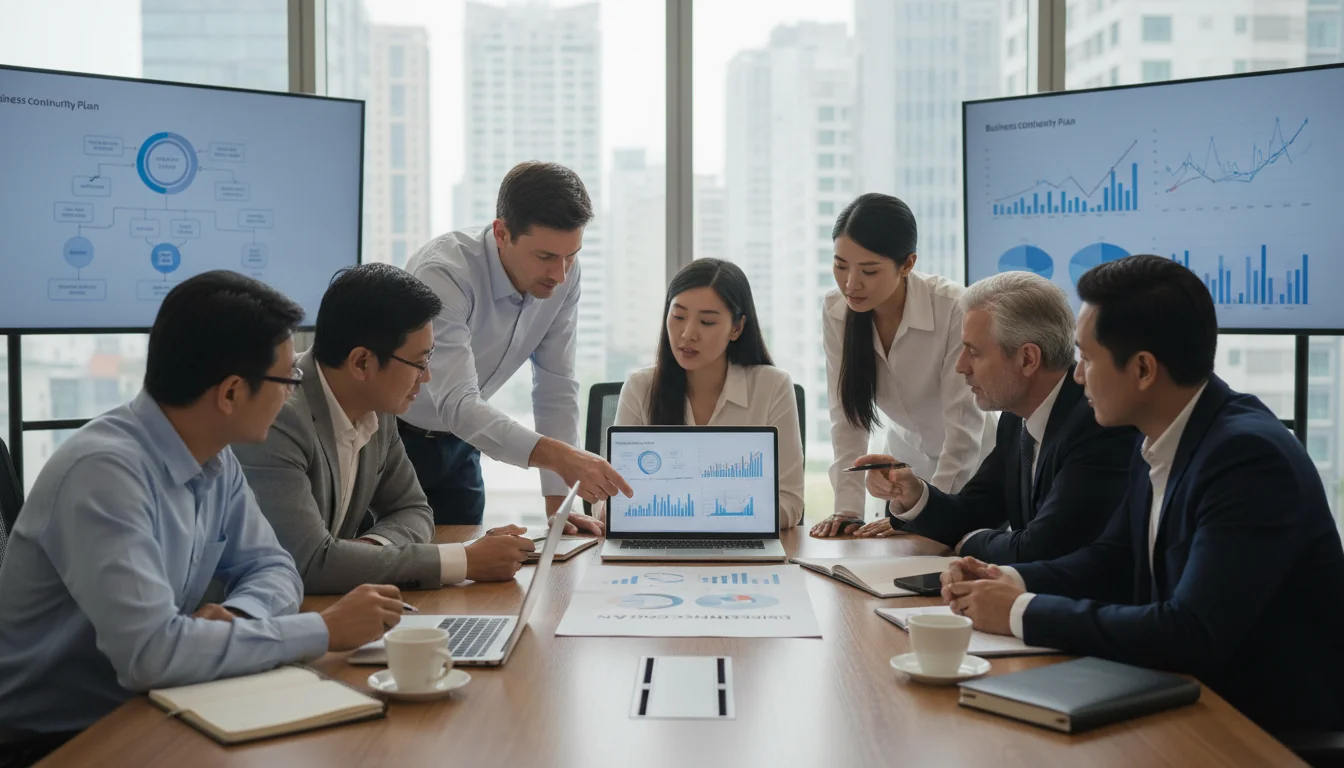 Business continuity plan meeting in office