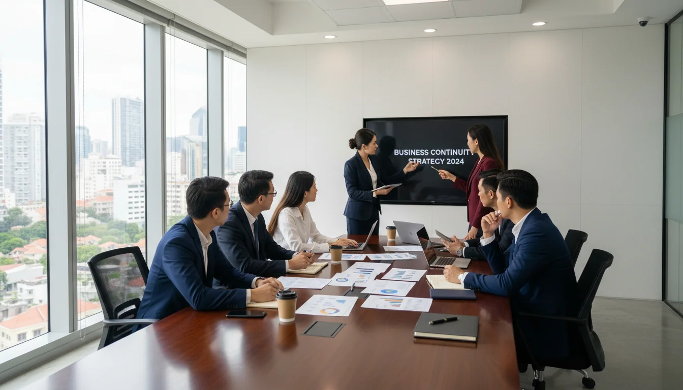 Business continuity plan meeting in office