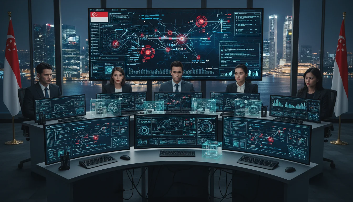 Cybersecurity experts in control room.