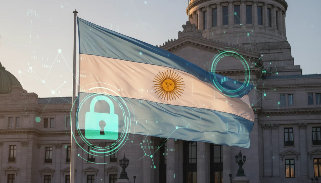 Argentine flag with cybersecurity lock