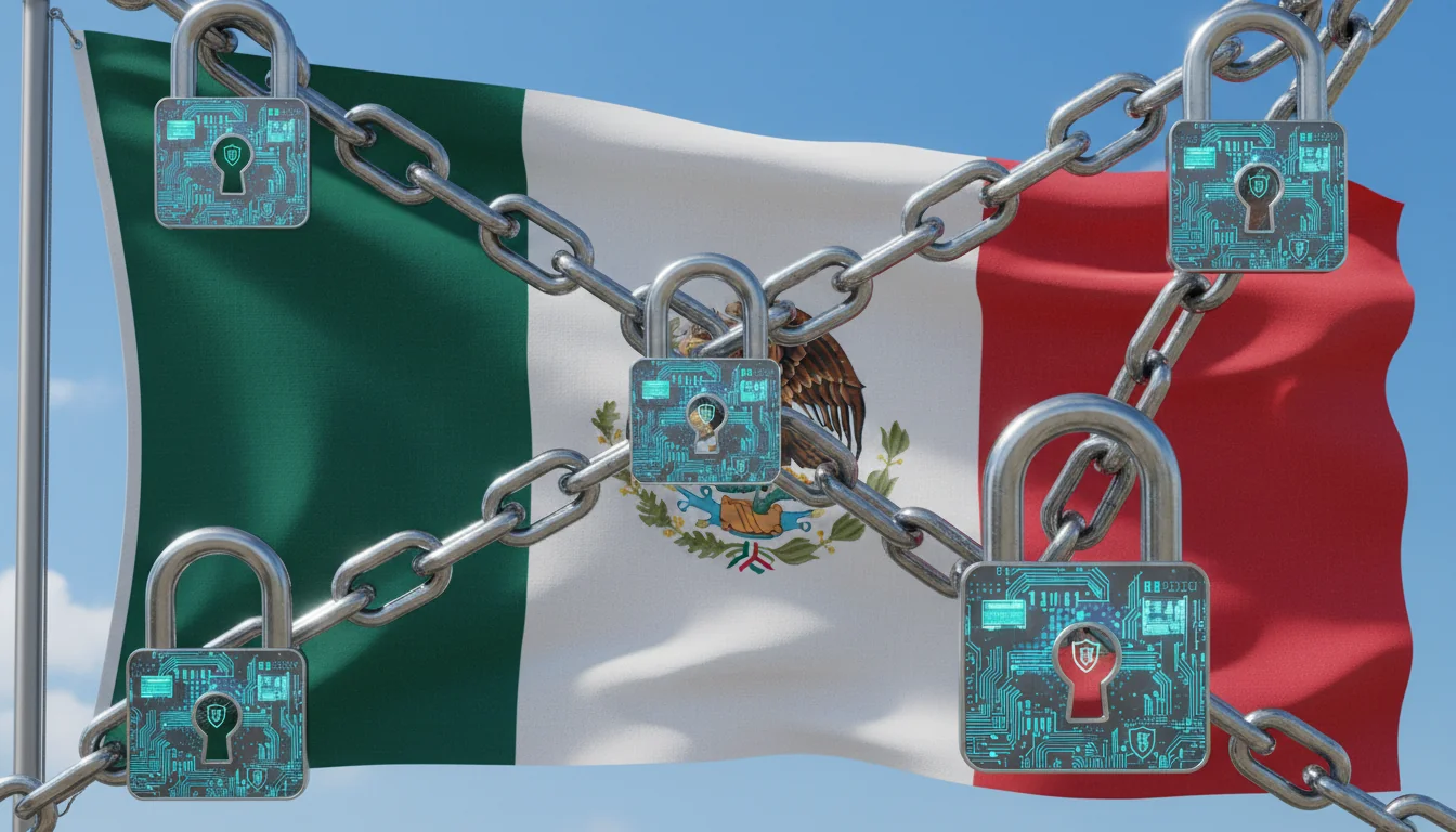 Mexican flag with digital locks