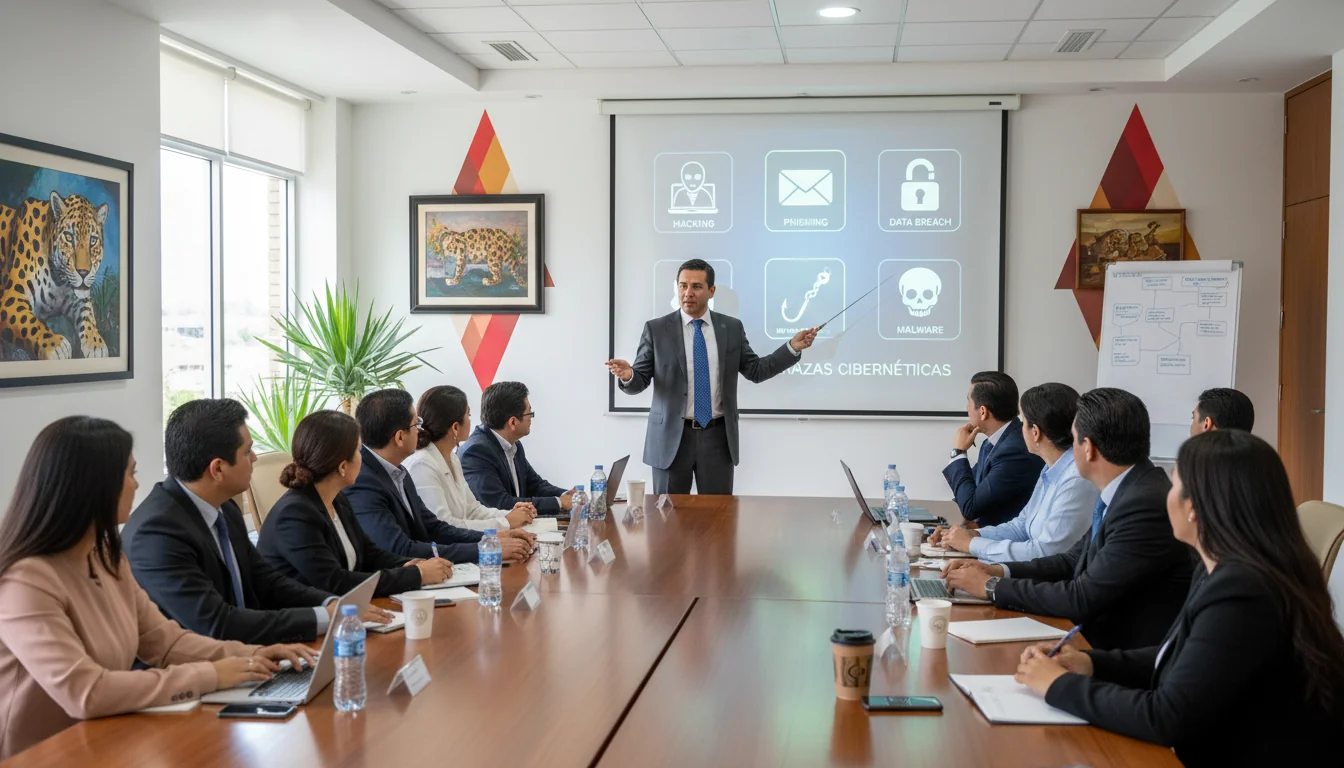 Training session on cyber threats.