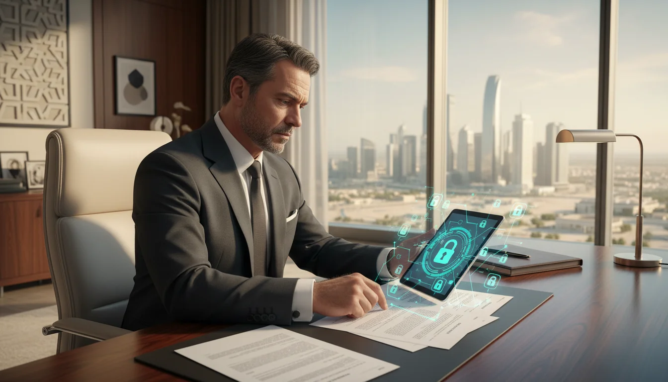 Saudi executive reviewing cyber policy