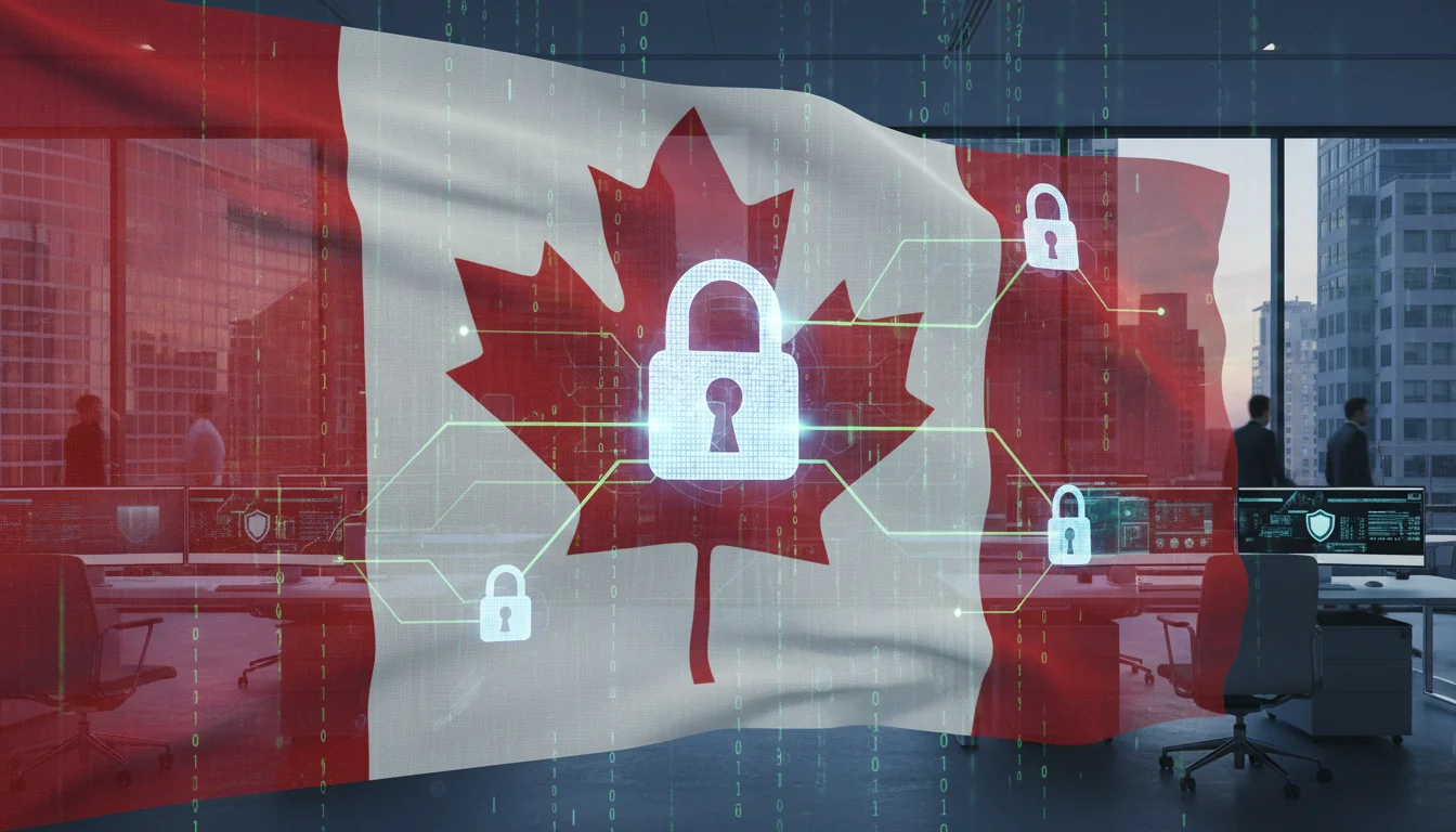 Canadian flag with digital locks