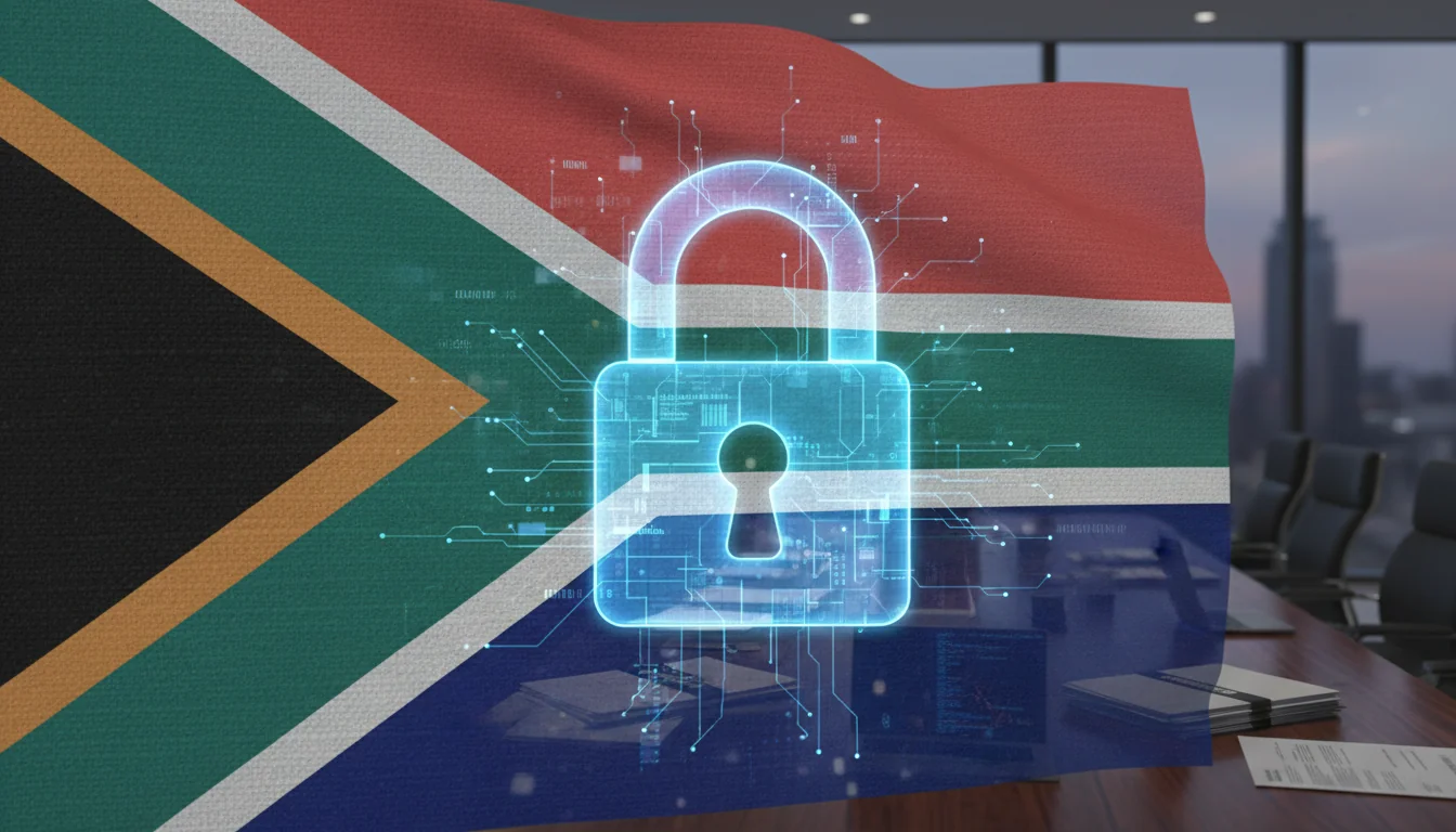 South African flag with digital lock