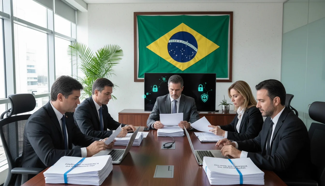 Brazilian corporate office with security documents