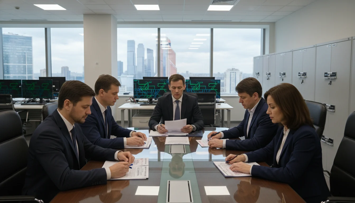 Russian corporate office with security files