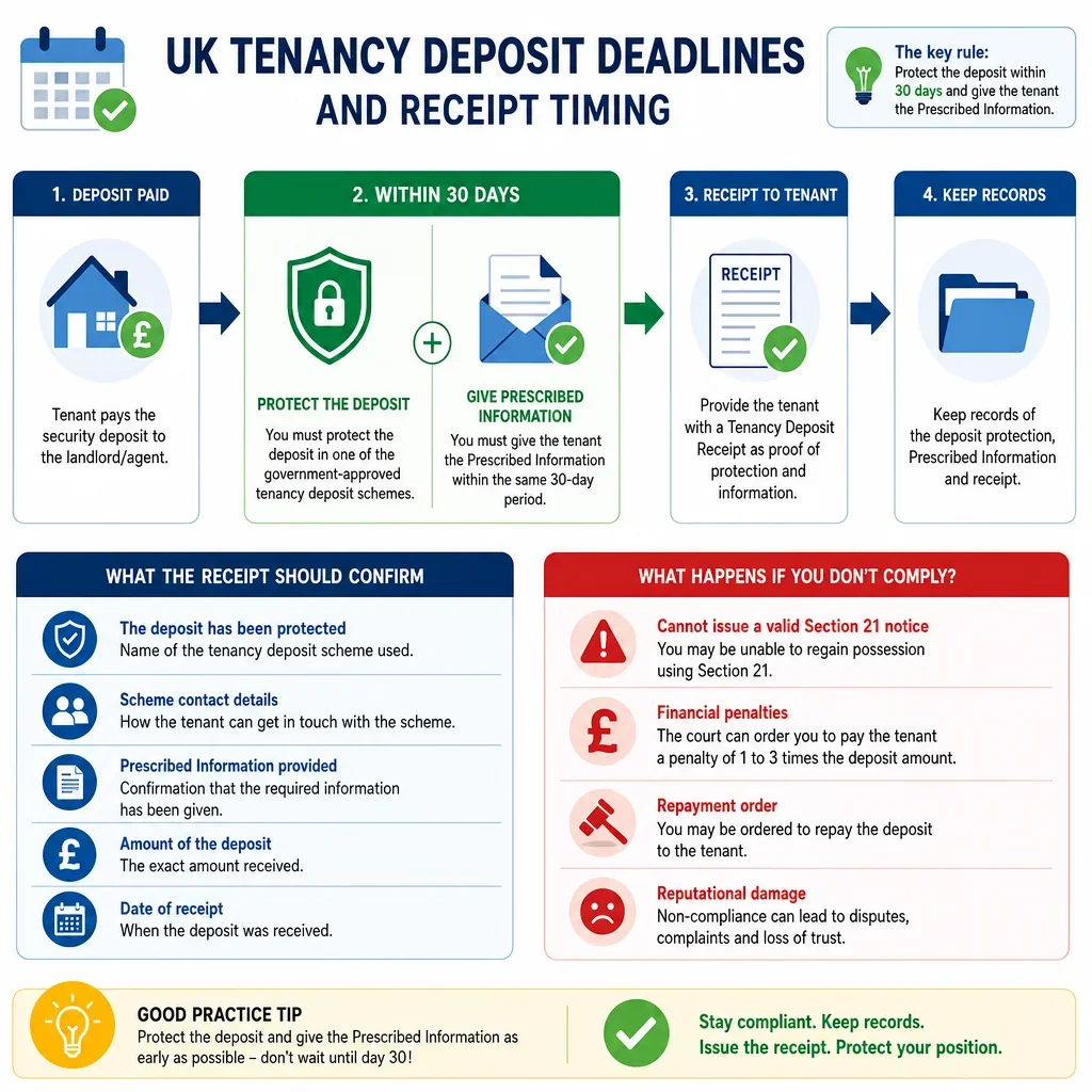 UK Tenancy Deposit Deadlines and Receipt Timing