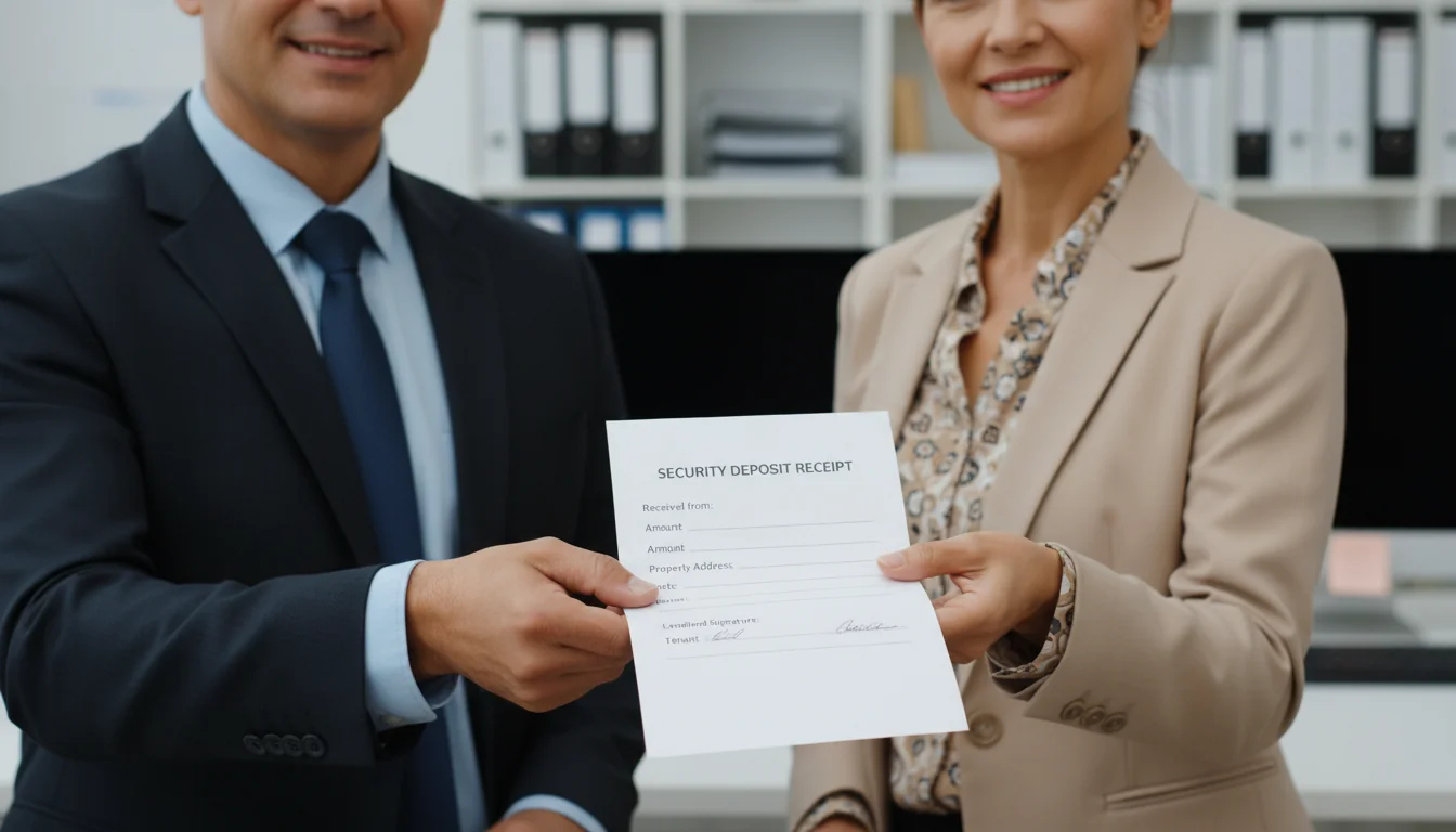 Landlord handing over receipt to tenant
