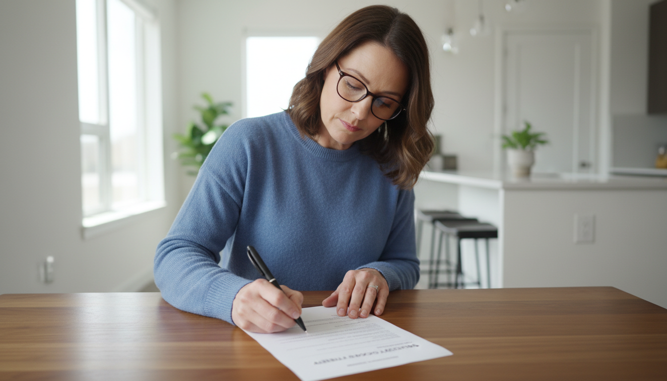 Tenant signing security deposit receipt