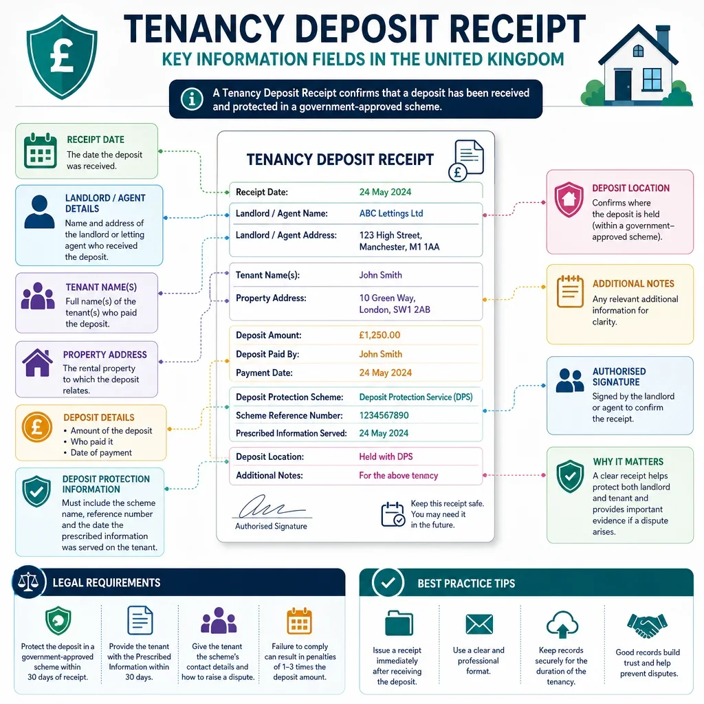 Tenancy Deposit Receipt Information Fields