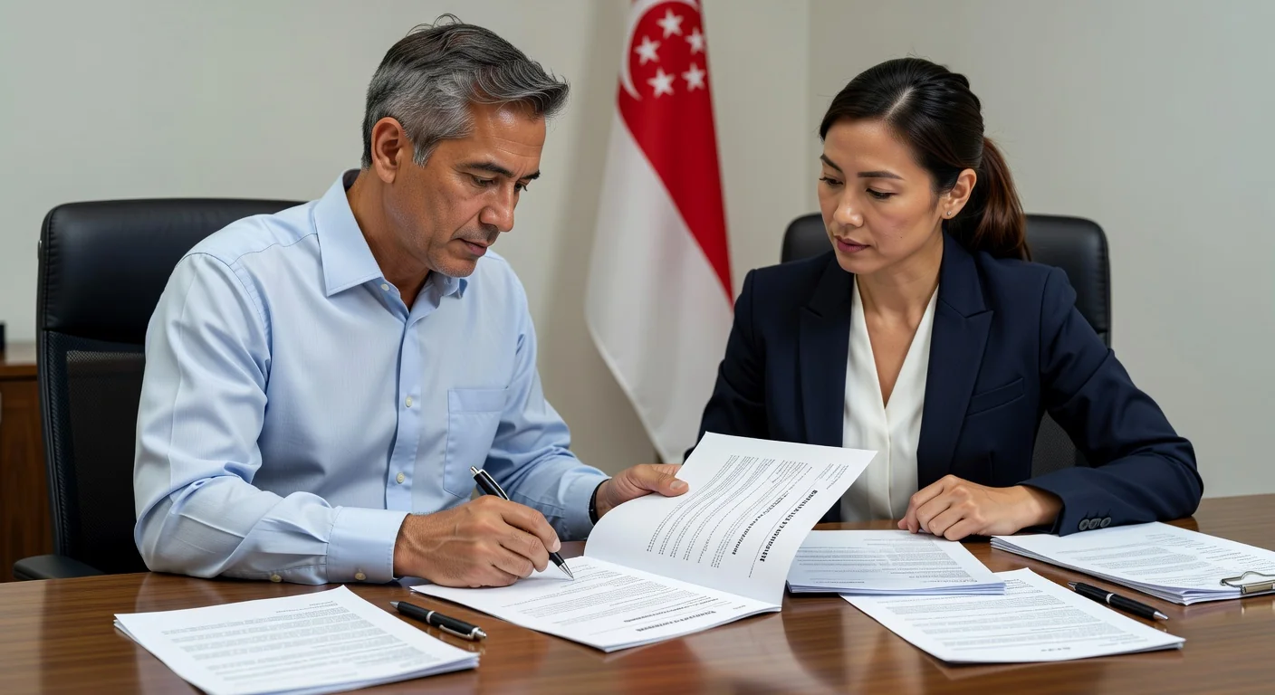 Adult signing rental lease agreement.