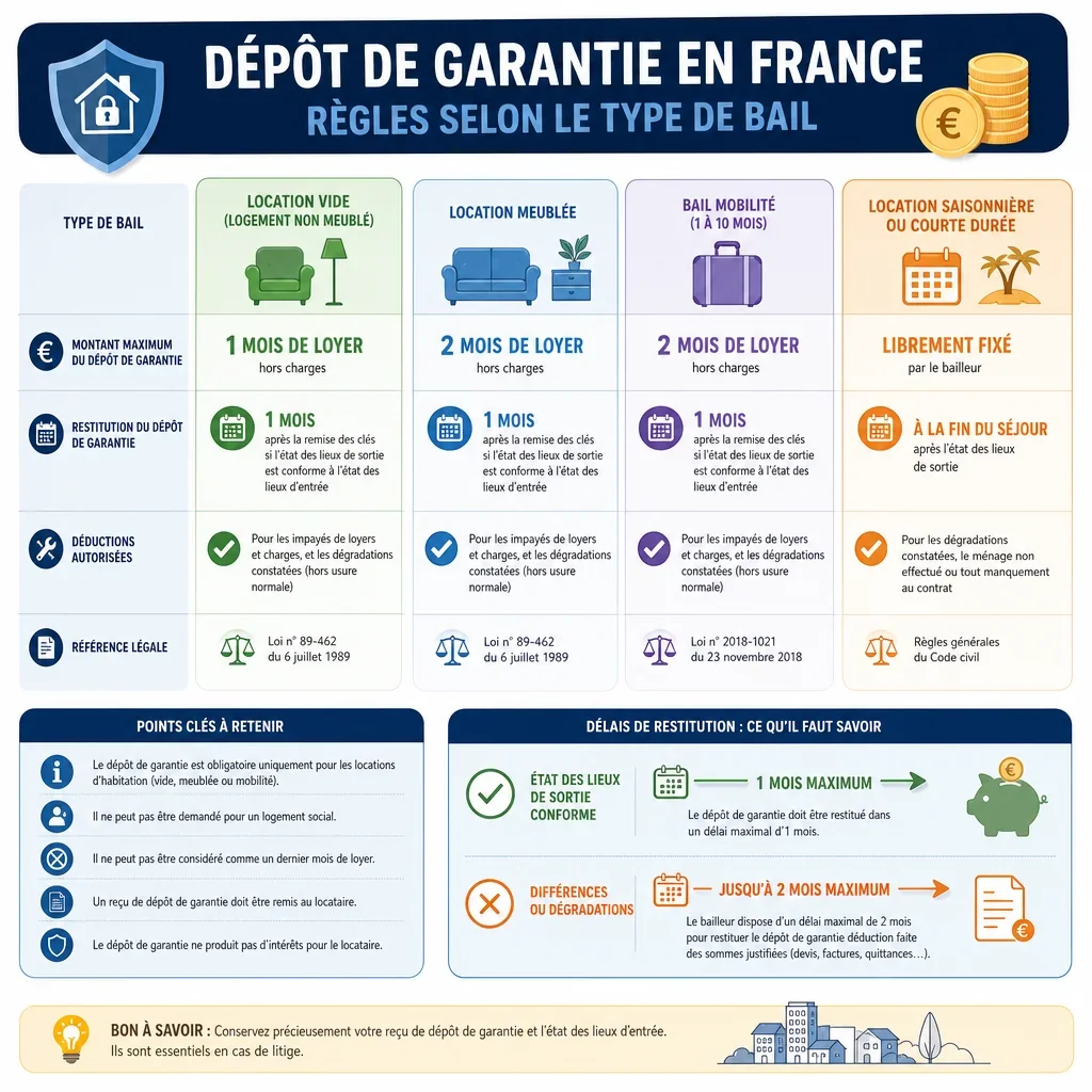 Règles du dépôt de garantie selon le type de bail