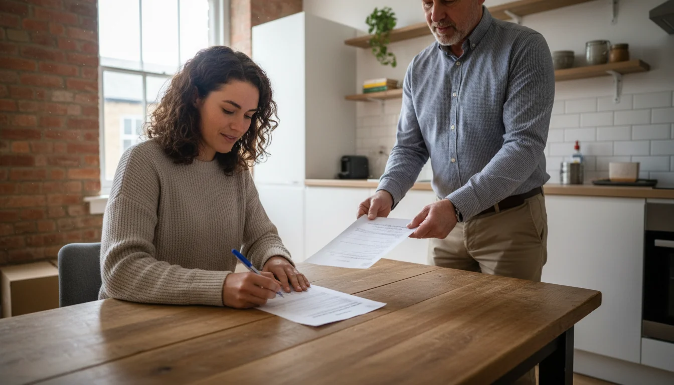 Tenant signing deposit receipt